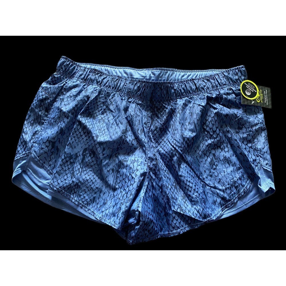 Running Shorts 2X XXL Womens Blue Mesh Lined Print NEW Gym Athletic Works